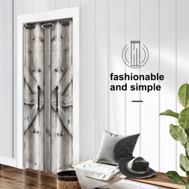 ONINUO Wood Door Door Curtains for Doorways, Barn Rural Village Farm Country Blackout Curtain for Kids Bedroom Closet, Grommet Thermal Insulated Privacy Door Drapes for Room Divider, 42" W x 80" L