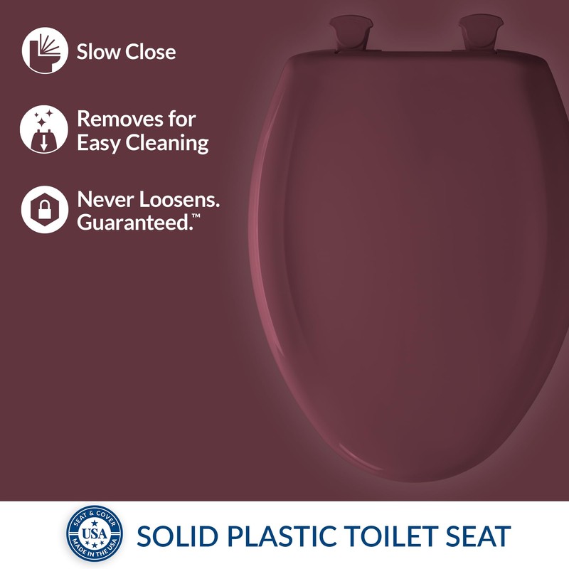 Bemis Classic Colors Slow Close Toilet Seat, Easy Clean Hinges