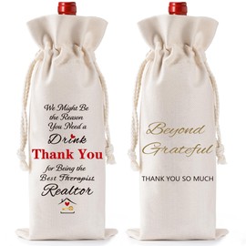 GiftoBi Realtor Gifts for Women Men - Housewarming New Homeowner Grateful Presents Reusable Wine Bottle Bags, Ideas Burlap Drawstring Appreciate Gift for Therapist Real Estate Agent