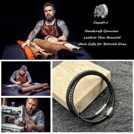 Men Braided Leather Necklace Braided Rope Chain, with Stainless Steel Clasp Wax Rope leather Chain Necklace Waterproof Black Cord Chain for Men