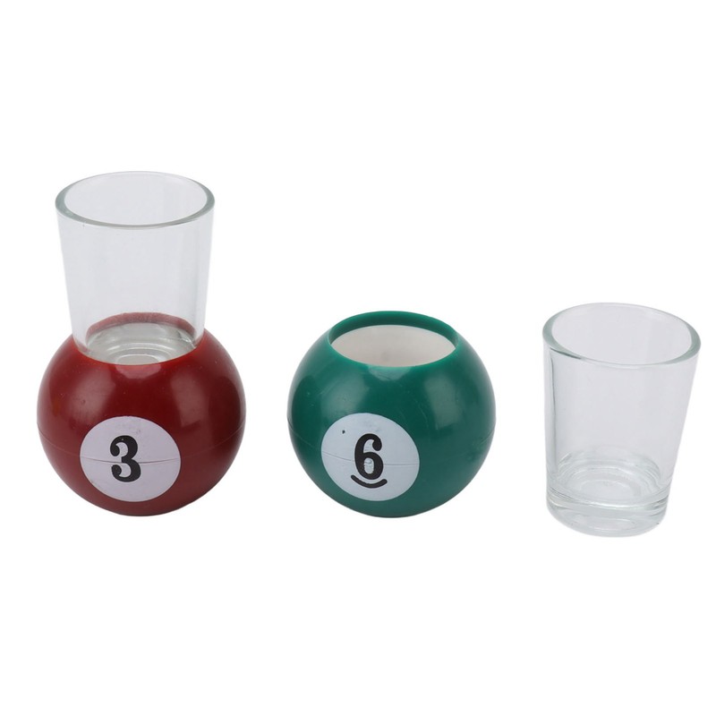 6pcs Billiards Pool Balls Shot Glasses Set Multicolor Pool Balls