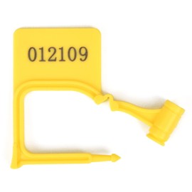 100pcs Plastic Padlock Seals Disposable Self-Locking Plastic Tags Numbered Tamper Proof Security Padlock Seals for Luggage, Document Bag, Transportation, Briefcase (Yellow)