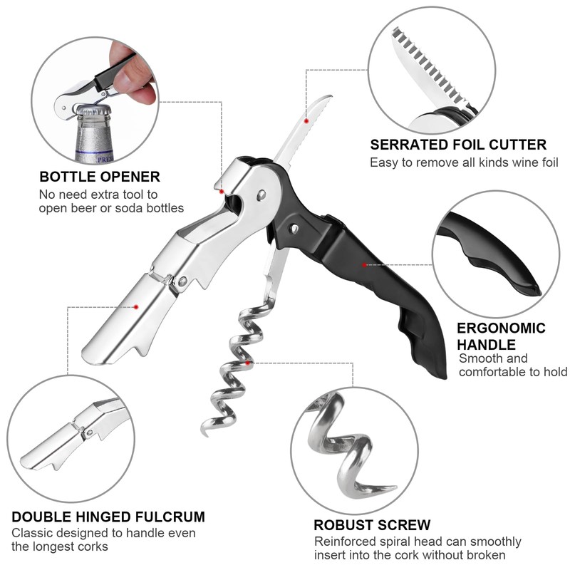 Uaorexplo Manual Wine Opener, Foldable Server Wine Key, Double Hinged