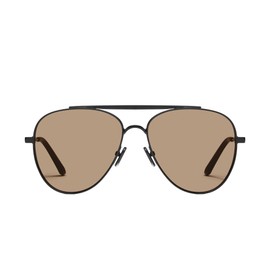 Quay - Men's Sunglasses, Oversize Aviator Lenses with UV Protection (Free Fall, Matte Black/Tan)