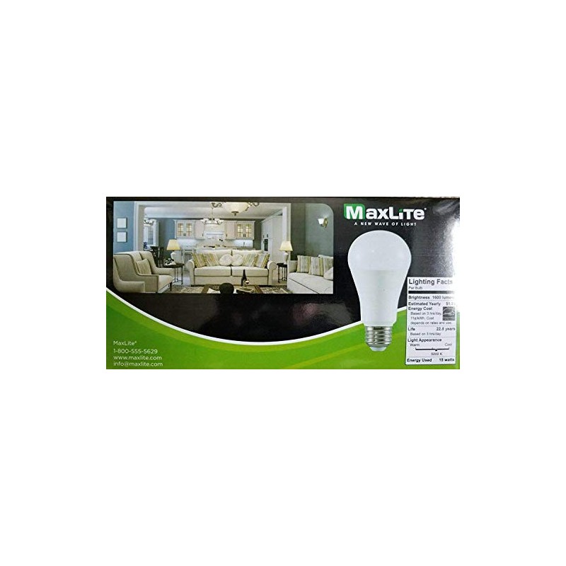 Maxlite LED Dimmable 4 Pack A19 Bulb 100W Daylight 5000K,