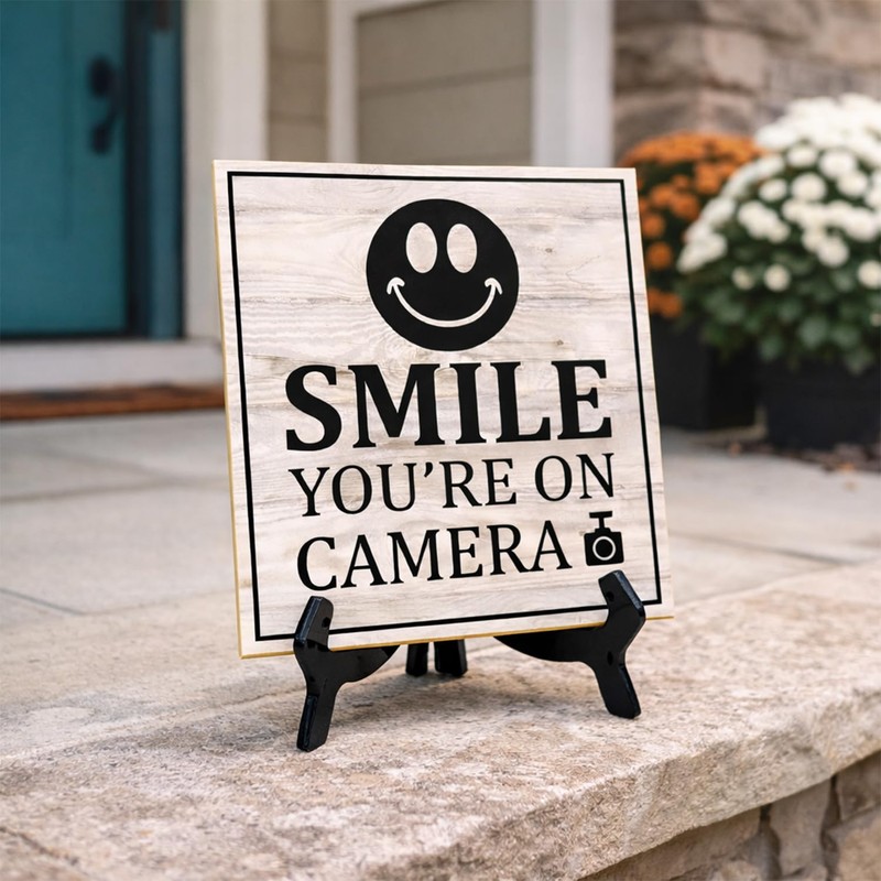 Smile You're On Camera 5"x 5" Square Table Sign With