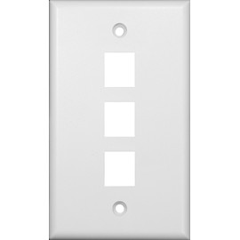 Morris 88166 DataComm Wall Plate for Keystone Jacks and Modular Inserts, 3 Ports, White