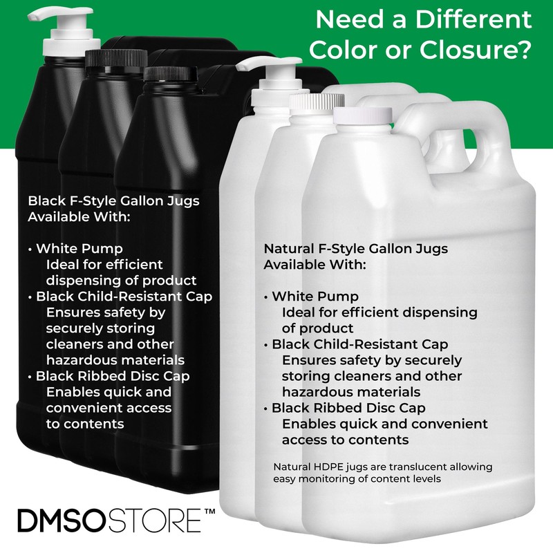 DMSOSTORE Black 1 Gallon Empty Plastic (HDPE) F-Style Jug |