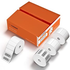 K Comer 1'' X 2 5/8'' Direct Thermal Shipping Labels Stickers for UPC Barcodes, Address, BPA&BPS Free Self-Adhesive Perforated Labels for Thermal Label Printer-4 Rolls, 8000 Labels