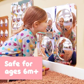 SPARK & WOW Sensory Wall Toddler Mirror - Large - 4 Bubbles - for Ages 6m+ - Easy-to-Clean Acrylic - Stimulate Cognitive Development