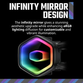 Cooler Master 240 Core II AIO CPU Liquid Cooler, R9|U7|i7, Dual Chamber G9R Pump, Infinity Mirror aRGB, 400mm Tubing, 240mm Radiator, 120mm PWM Fan, AMD Ryzen AM5|4, Intel LGA 1851|1700 Platform