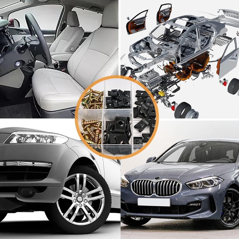 170 Pcs U-Clip and Screw Assortment Kit 9 Sizes Auto