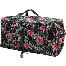 Woogwin Travel Duffel Bag Large Foldable Waterproof Overnight Bag for Beach Swim Bags Pool Sports Gym, Flower, Big Size, Large Duffle Bags