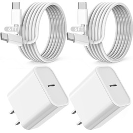 Fast iPad Charger,iPad Charger Fast Charging 2Pack Wall Chargers Plug Adapter Type C USB C to C Cable Cord 6ft for iPad Pro 12.9,iPad Pro 11/13inch(M4),iPad Air 5th/4th,iPad mini 6/7,iPad 10/11th(A16)