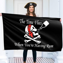 Pirate Flag – Jolly Roger Flag - Double-sided Print – 90G polyester - Double Seam - 2 brass eyelets, large 5ft x 3ft