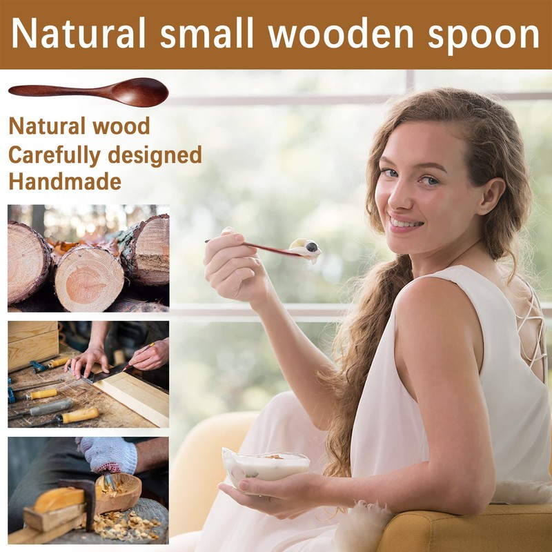 Hefild 7 PCS Wooden Spoons, 5.78 Inch Teaspoons for Honey,