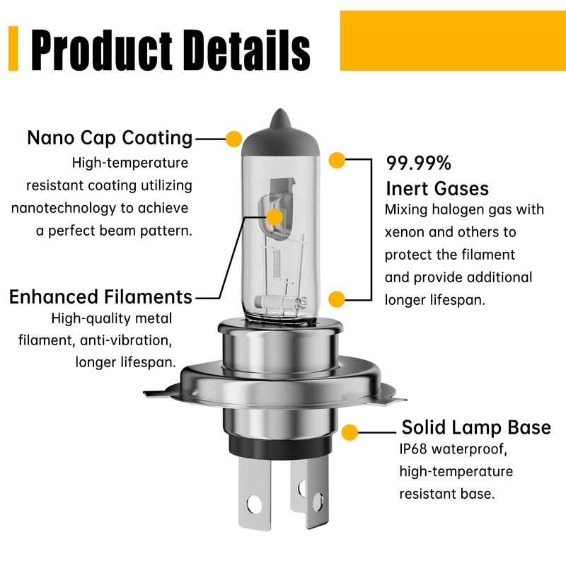 OKOENIEO 9003/H4 - foco halógena para faros delanteros, 12 V,
