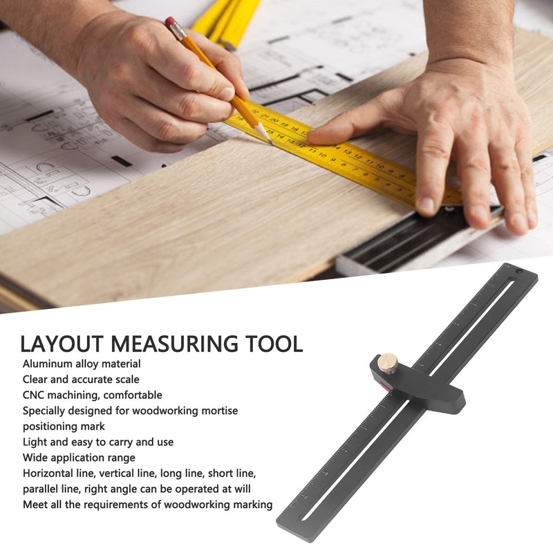 Woodworking Scriber Ruler Tool Aluminum Alloy for Marking Line Layout