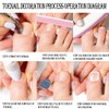 24 PCS White Edge Toenails Floral Design Toenails Pink and