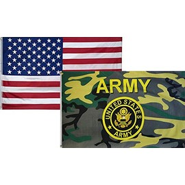 3x5 Wholesale Combo USA American & Army Gold Seal Camouflage Flag 3x5 2 Pack - Quality Flags