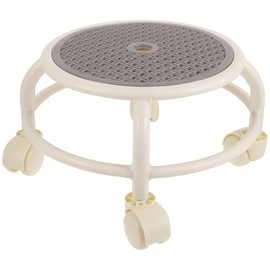 SHOWERORO Taburete Pequeño con Ruedas Gris, Redondo Pedicura y SPA, Banquito Móvil para Hogar y Salón, Asiento Práctico y Compacto para Cuidado Personal