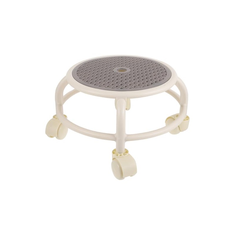 SHOWERORO Taburete Pequeño con Ruedas Gris, Redondo Pedicura y SPA,