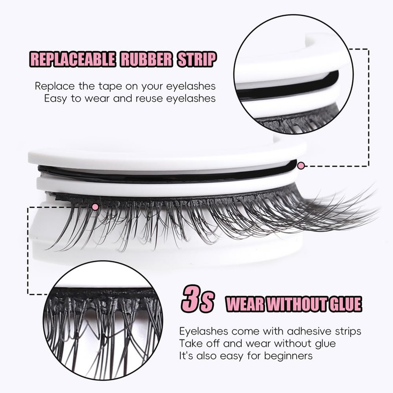 VYRILA Self Adhesive Eyelashes, Mink False Eyelashes Natural Look, No