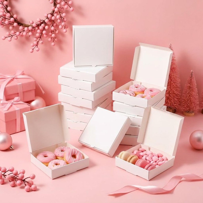 CACASO 50 Pcs Mini Pizza Boxes, Square, White, 3.54 x