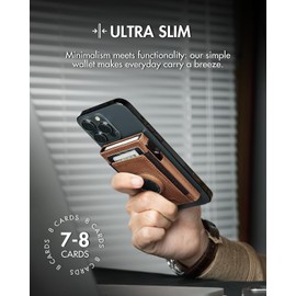 iwantit iwantit Slim Minimalist Mens Wallet with AirTag Holder, Front Pocket Smart Pop Up Air Tag Wallet Credit Card Holder with ID Window, RFID Blocking Gifts for Men(Brown)