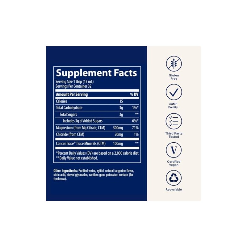 Trace Minerals Research Magnesio líquido 300 mg, 16 onzas líquidas