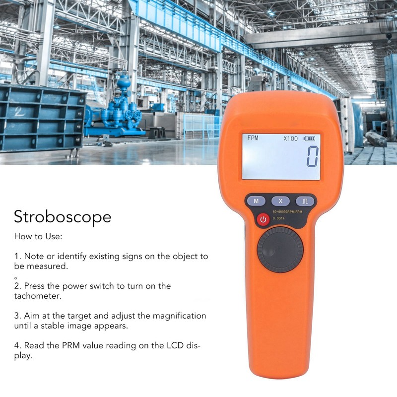 Stroboscope LCD Digital Display LED Flash Tachometer 1500LX 60‑99999RPM Tool