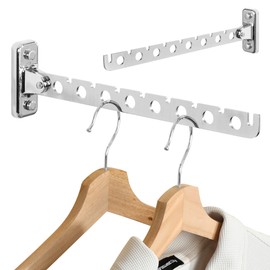 Alise Cloths Drying Rack Wall Mounted, Stainless Steel Folding Laundry Hanging Rack, Swivel Space Saving Clothes Hanger Rack for Bedroom Bathroom Laundry, Polished Chrome, Double Pack