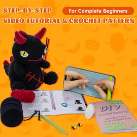 Harwez Cute Dinosaur Crochet Kit for Beginners, Amigurumi Crochet Starter Kit with Step-by-Step Video Tutorials, Beginners Kit for Kids & Adults, Best Gift for Women&Kids (Cute Dinosaur)