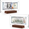 Dollar Bill Frame Display Holder with Black Walnut Base Clear