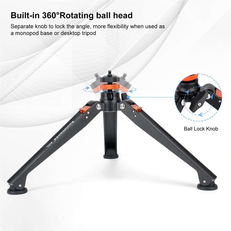 Koolehaoda Mini Tripod Base for Monopod Aluminum Table Tripod with