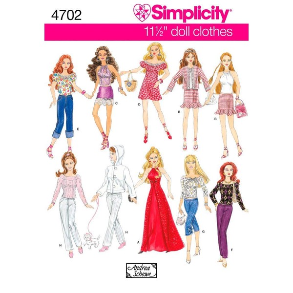 Simplicity 4702 - Patrón de Costura para niñas de Andrea Schewe, Talla 11.5 Pulgadas