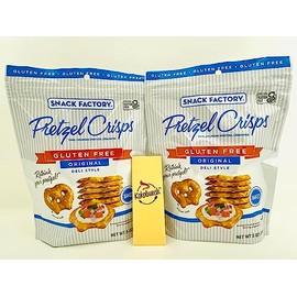 Pretzel Crisps Gluten Free Thin Crackers Crunchy Original Deli Style By Snack Factory Bundled With Kokobunch Kit | 2 PK - 5oz