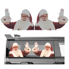Dickno 2PCS Christmas Car Rear Window Sticker, Funny Auto Window Sticker Decal with Santa Claus, Waterproof PVC Self Adhesive Sticker Decoration, Universal Christmas Accessories (Say Greet)