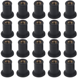 aghoer Rubber Well Nuts, M4 Rubber Nuts, 20 Pieces, Black, Brass, Industrial, Kayak Well Nuts, Rubber Nuts, Rubber Groove Nuts For Motorcycles Kayak Canoe