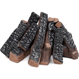 16 Pcs Small Gas Logs Set - Realistic Ceramic Logs for Indoor/Outdoor Gas Fire Pits, Fireplace, Ventless Faux Fireplace Wood - Lightweight Fake Logs Decor