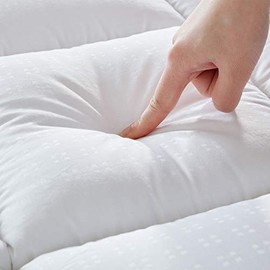 SLEEP ZONE Luxury Cotton Mattress Pad Quilted Pillow Top Mattress Protector Cover Extra Thick Soft Down Alternative Cooling Mattress Topper Fits 8-21 inch Deep Pocket, White, Twin