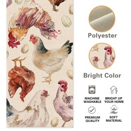 Uruney Farm Chicken Table Runner, Rooster Hen Egg Farmhouse Kitchen Dining Table Decoration, Rustic Burlap Indoor Outdoor Home Decor Party Supply 13 x 72 Inches