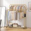 Laiensia Double Rods Garment Rack with Wheels, Clothing Rack for