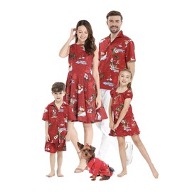 Matchable Family Hawaiian Snow Flake Quilted Christmas Stocking, Santa Red, One Size