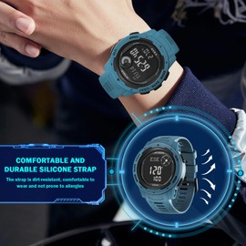 AVTREK Waterproof Digital Watch, Outdoor Sports Watch, Military Army Watch with Pedometer, Altimeter, Compass - Perfect for Men, Women, and Teenagers (Blue)