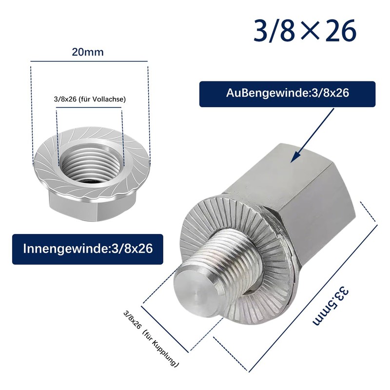Bicycle Hub Hitch Adapter, Bicycle Axle Adapter for Thrust Axle,