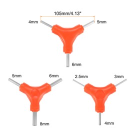 sourcing map 3pcs Y-Shaped 3 Way Bike Hex Wrench Set 2.5/3/4mm 4/5/6mm 5/6/8mm Y-Type Inner Hex Wrench All-in-One Multi Portable Biking Torque Spanner for Bicycle Cycling Repair Tool, Yellow