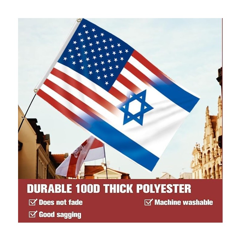 Fewern US Israel Flag American Israeli Friendship Flag (3x5Ft,Double-side) For