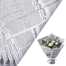 LeZakaa 20 Sheets Kraft Newsprint Flower Wrapping Paper - Reversible Floral Bouquet Paper - White Newsprint Design for Valentine's Day, Mother's Day, Parties, Birthdays, Weddings, Baby Shower