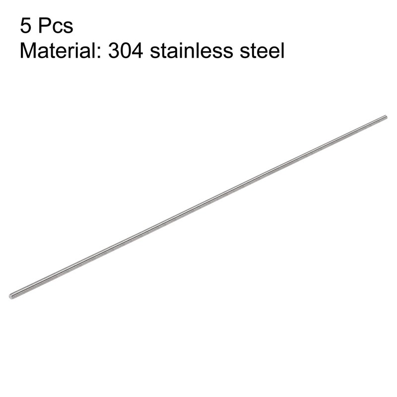 sourcing map 5Pcs M3 x 250mm Fully Threaded Rod 304